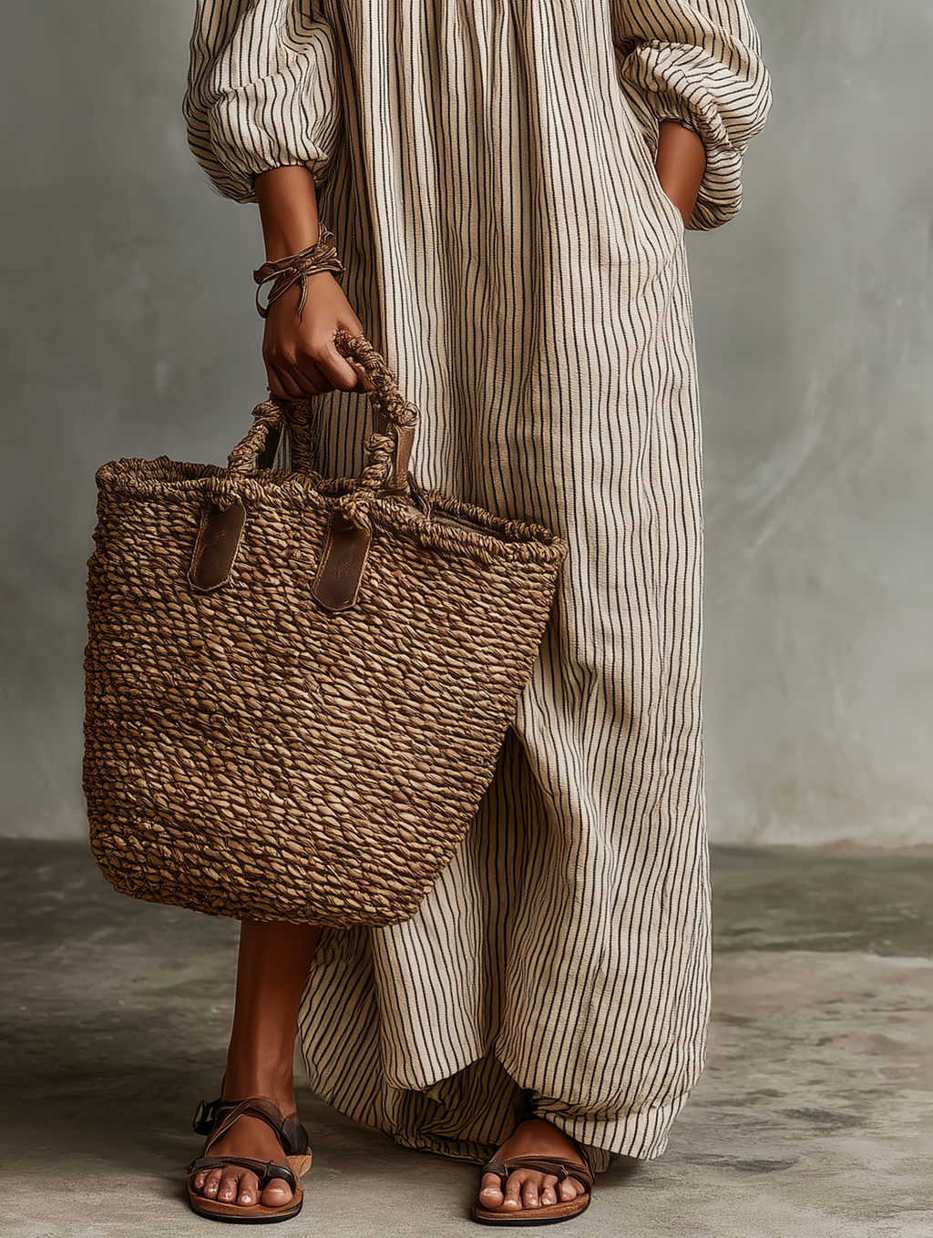 Carmen | Robe longue en coton et lin à épaules dénudées