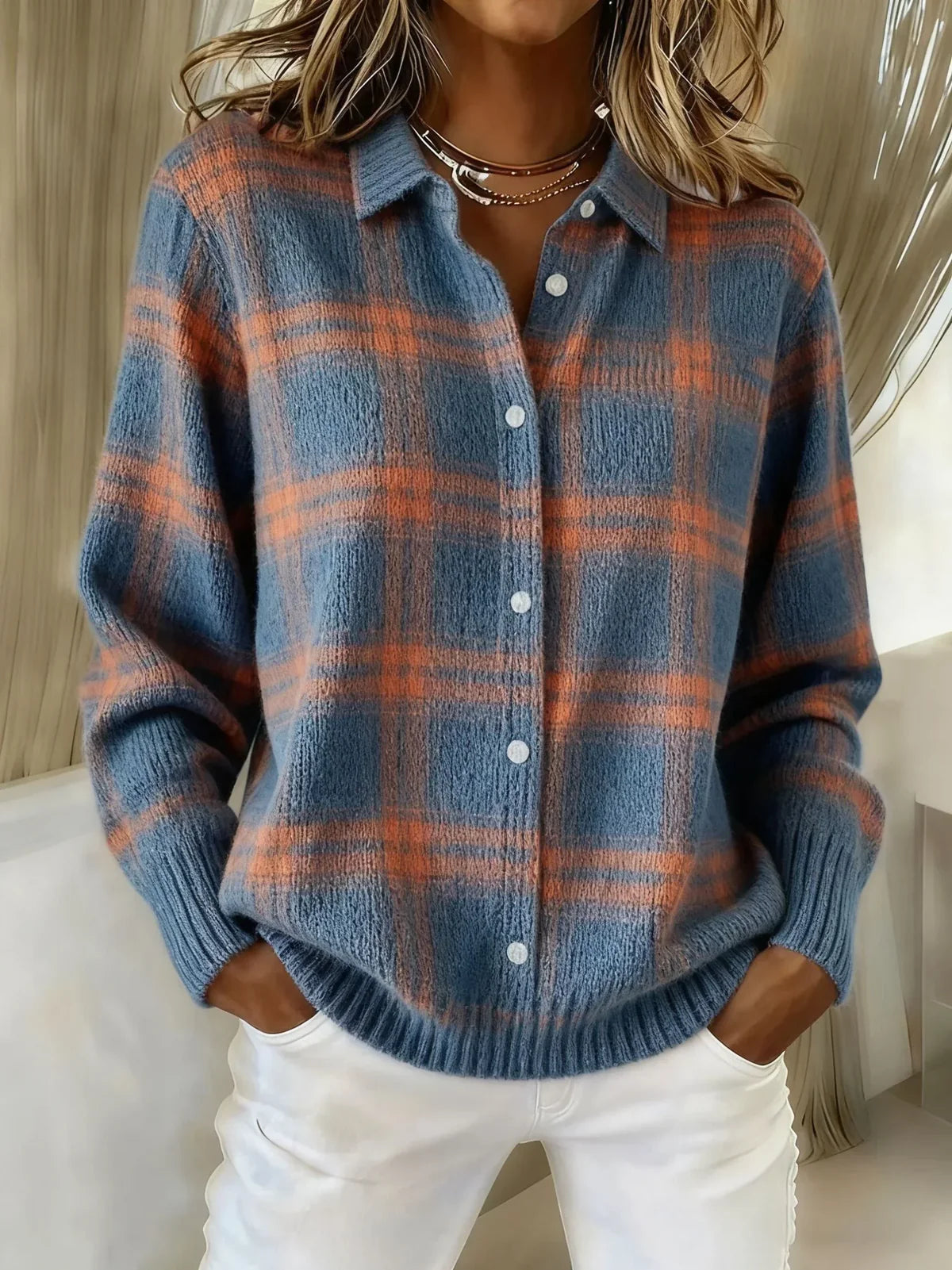 Célestine | Cardigan à carreaux tartan