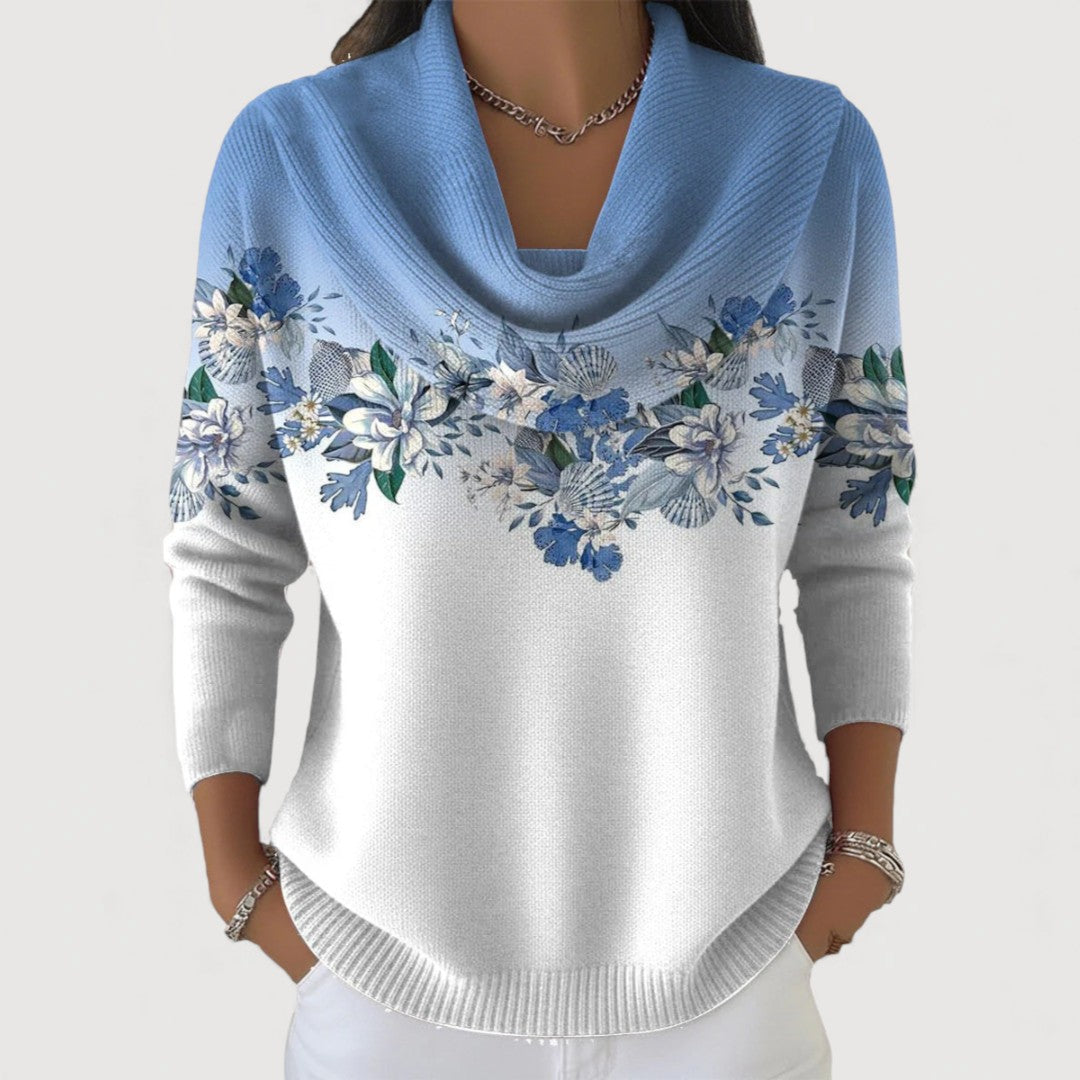 Aurora | Pull fleuri à col montant