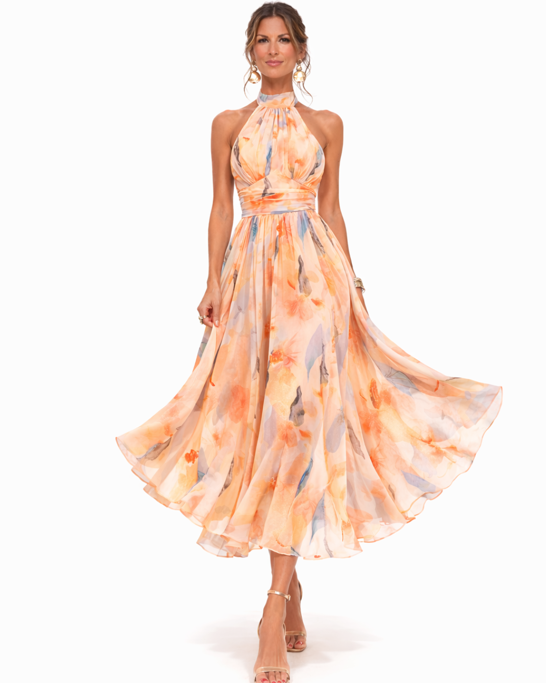 Albane | Robe à col américain et imprimé aquarelle