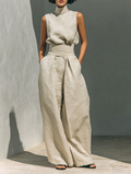 Maria | Ensemble débardeur et pantalon large en coton et lin