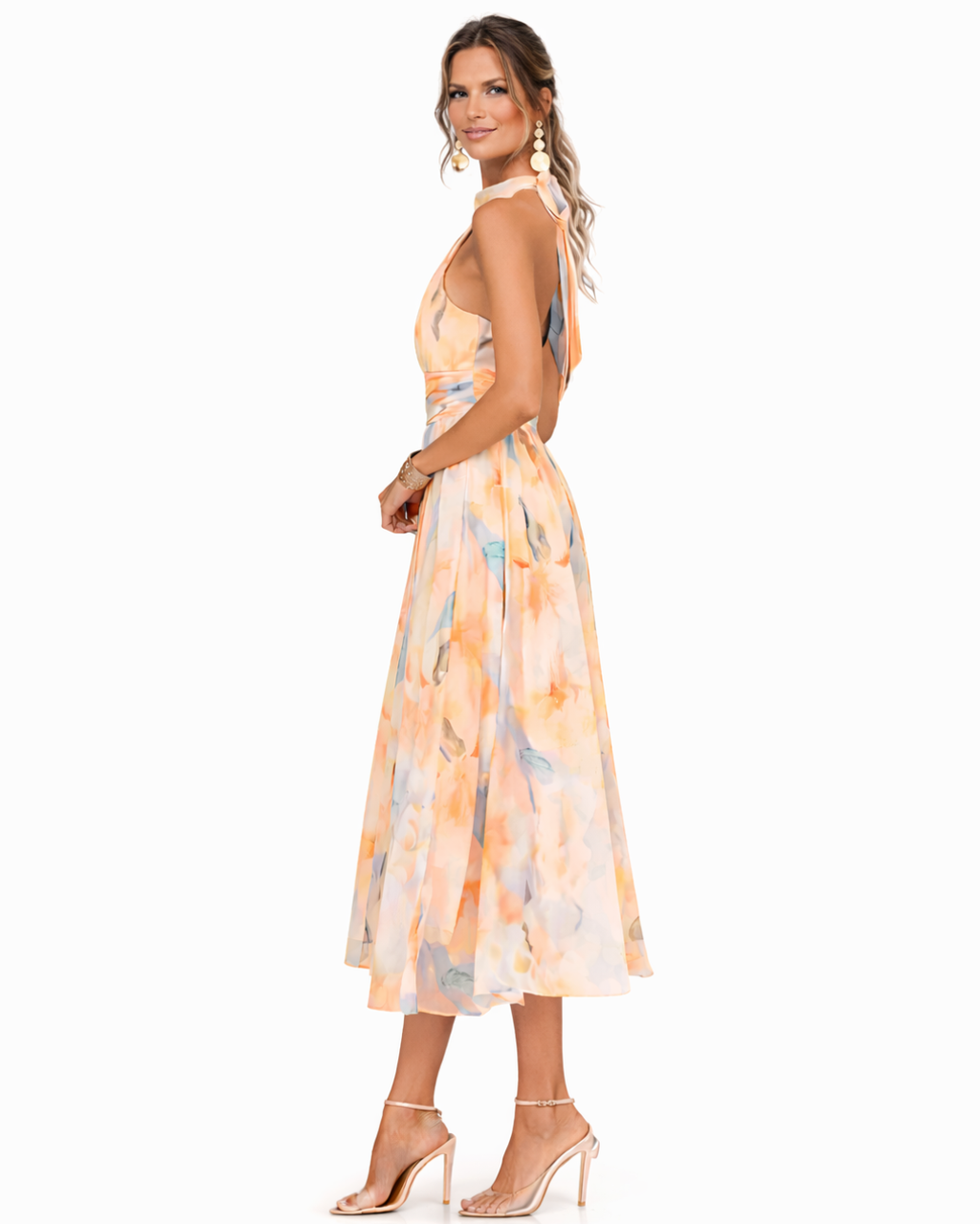 Albane | Robe à col américain et imprimé aquarelle