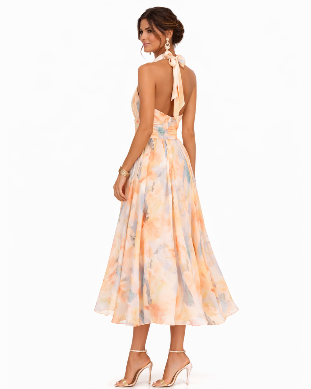 Albane | Robe à col américain et imprimé aquarelle