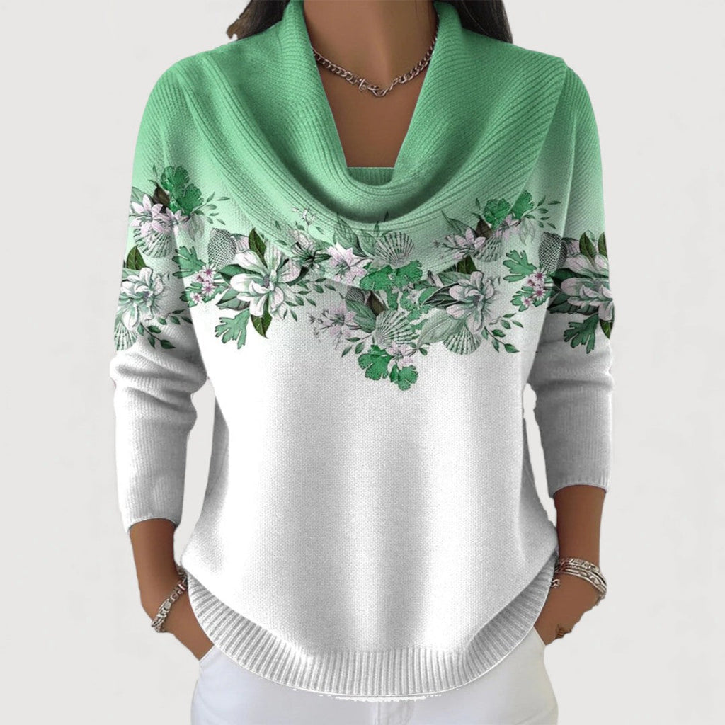 Aurora | Pull fleuri à col montant