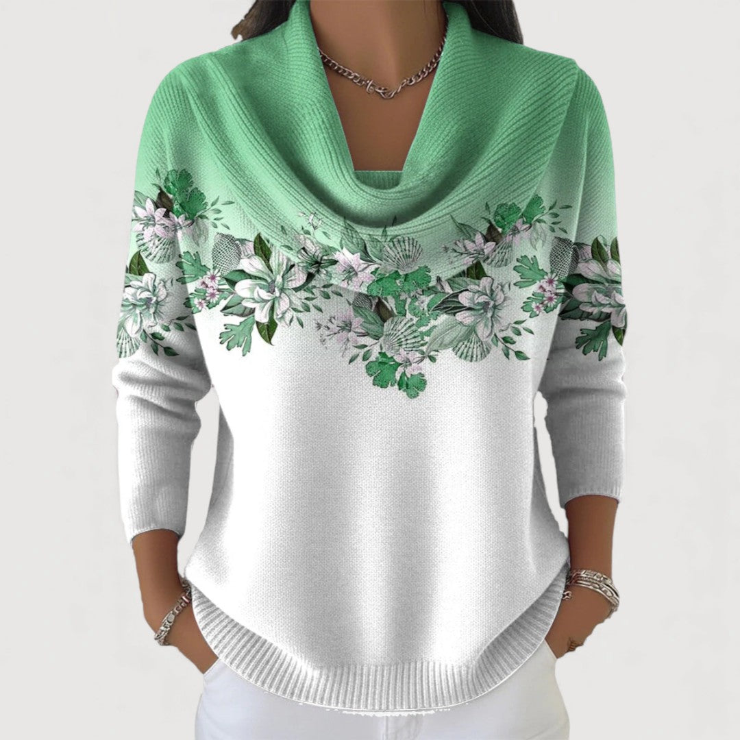 Aurora | Pull fleuri à col montant