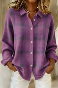 Rachelle | Cardigan à carreaux violet