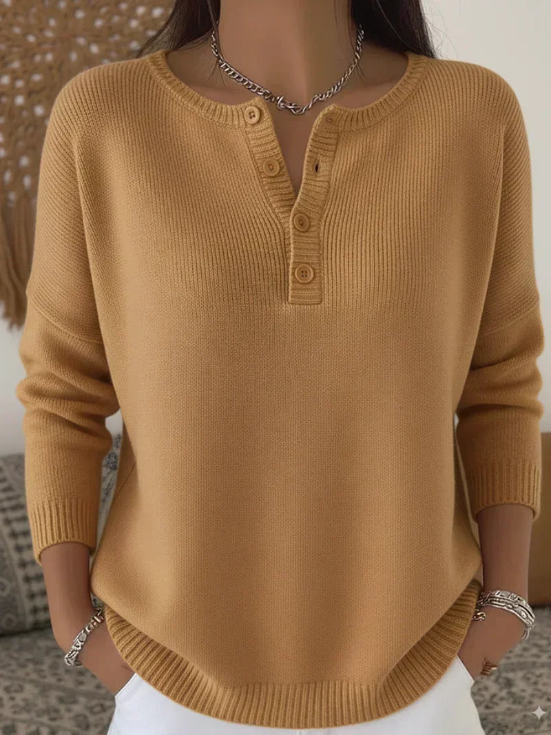 Éléonore | Pull henley boutonné
