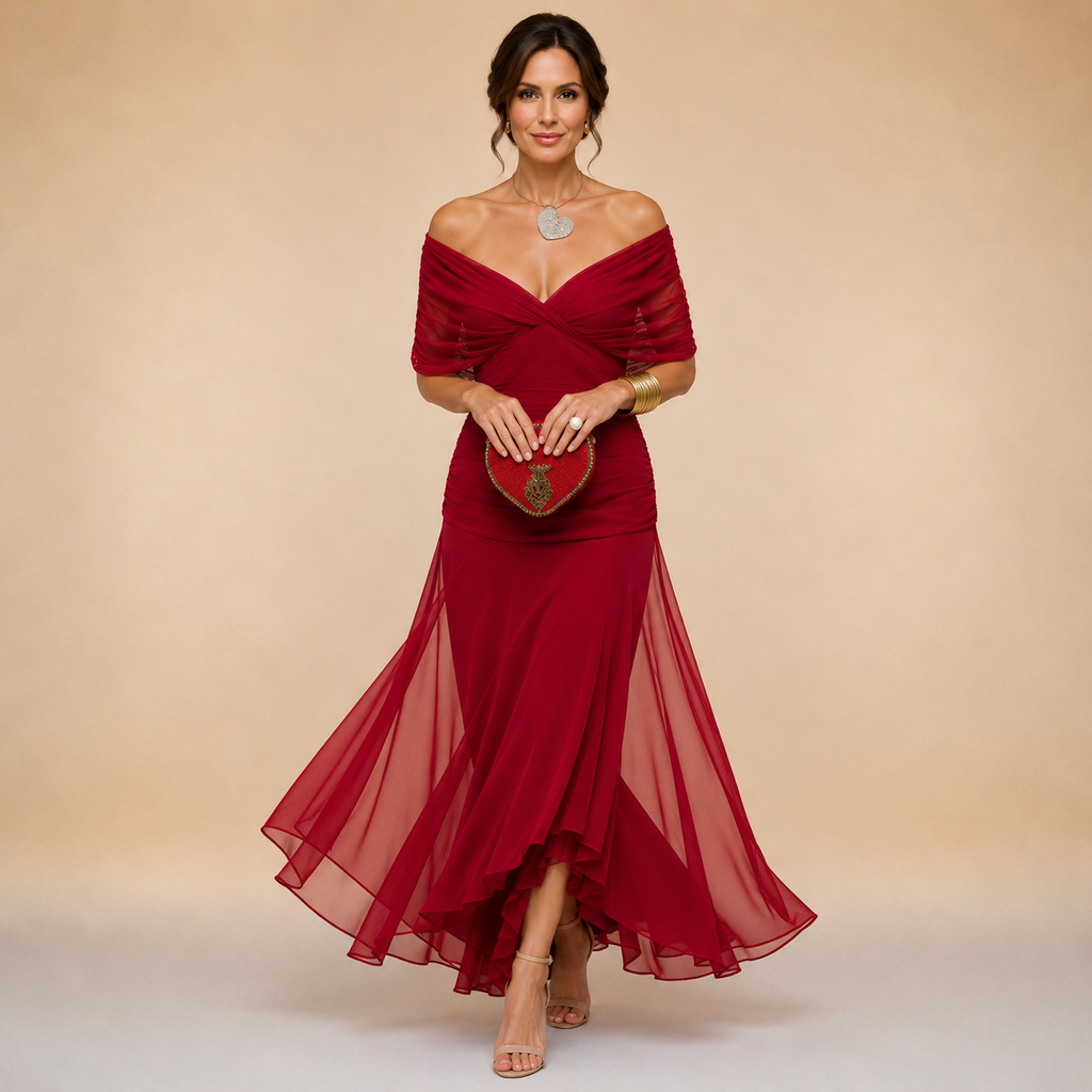 Emma | Robe longue asymétrique à décolleté drapé