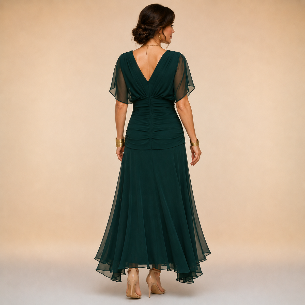 Emma | Robe longue asymétrique à décolleté drapé
