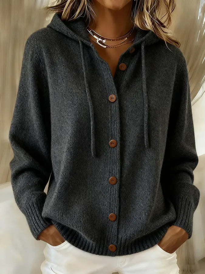 Brigitte | Cardigan à capuche boutonné
