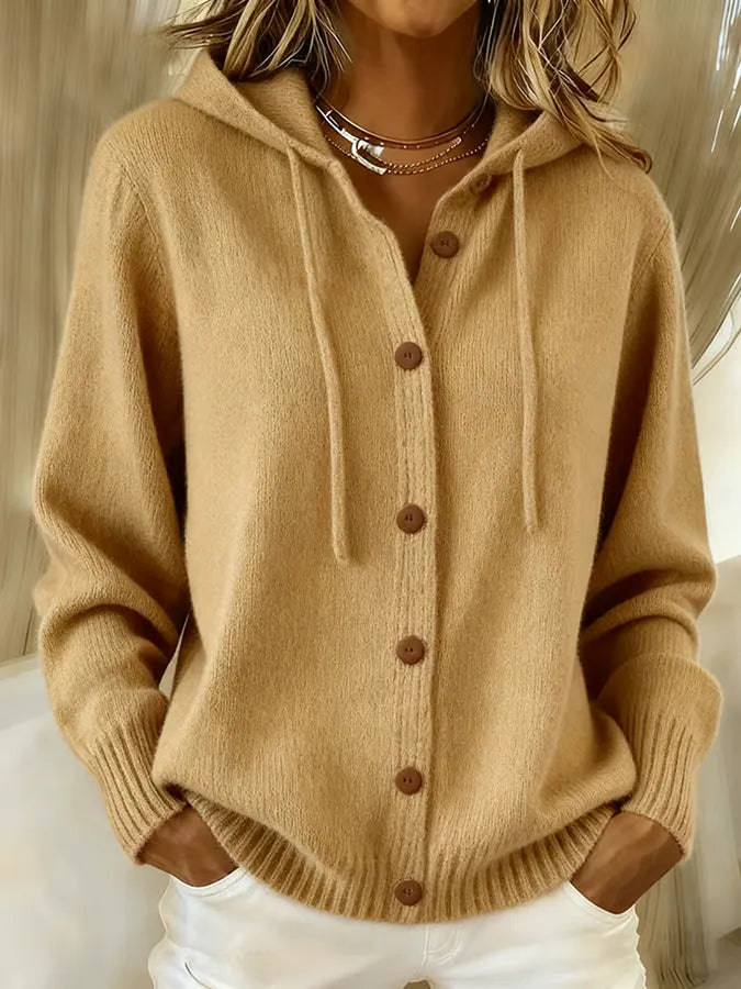 Brigitte | Cardigan à capuche boutonné