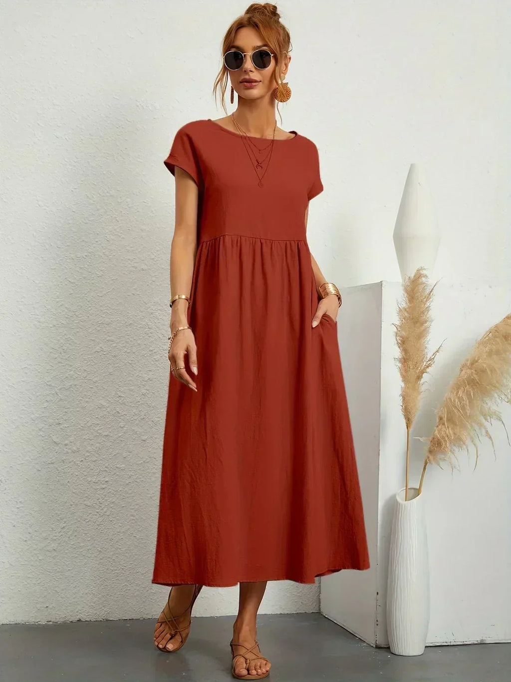 Gabrielle | Robe mi-longue fluide à l'élégance intemporelle