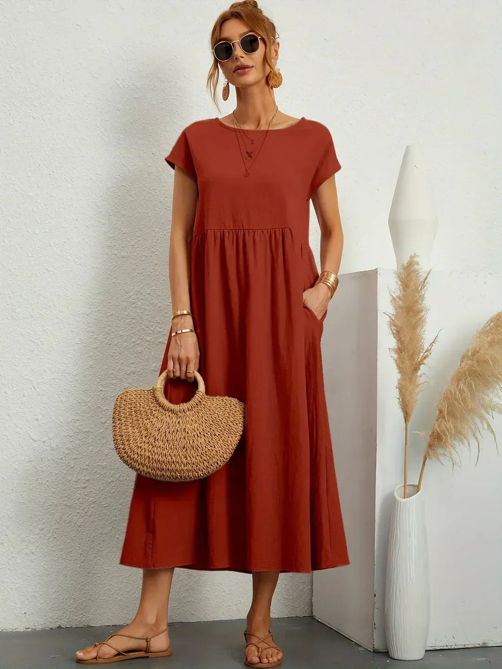 Gabrielle | Robe mi-longue fluide à l'élégance intemporelle