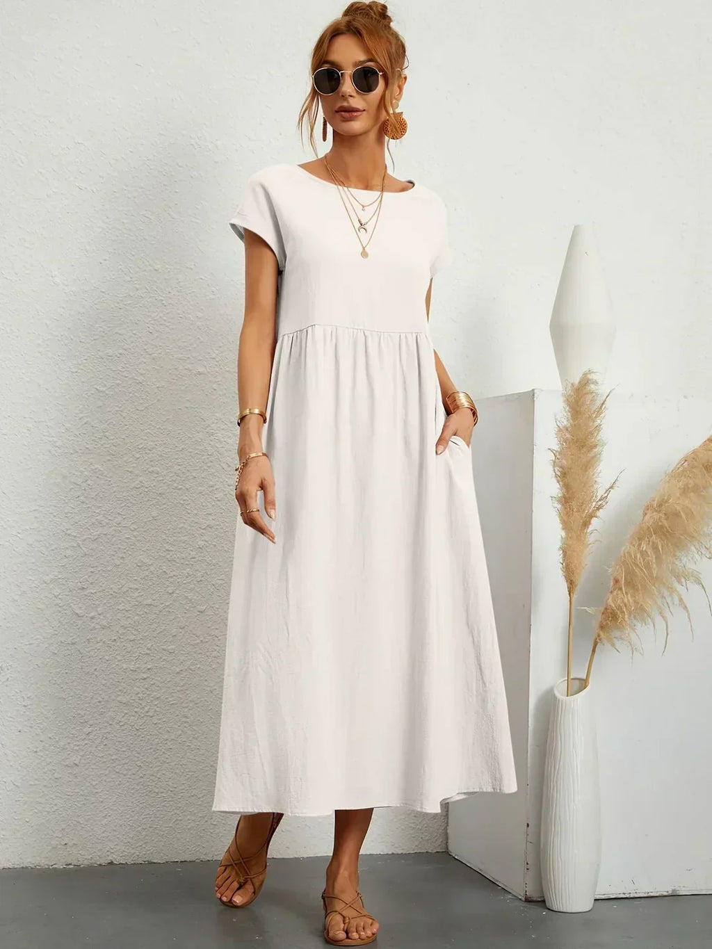 Gabrielle | Robe mi-longue fluide à l'élégance intemporelle
