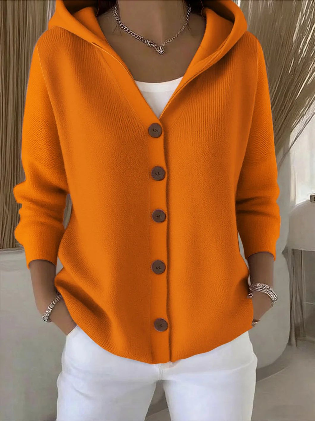 Dauphine | Cardigan à capuche boutonné