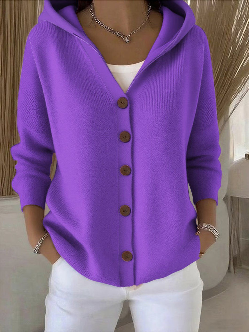 Dauphine | Cardigan à capuche boutonné