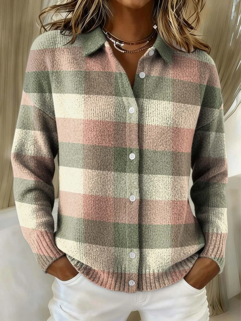 Gwendoline | Cardigan à carreaux pastel