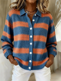 Lise | Cardigan à rayures orange et bleu