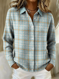 Clémence | Cardigan à carreaux bleu ciel