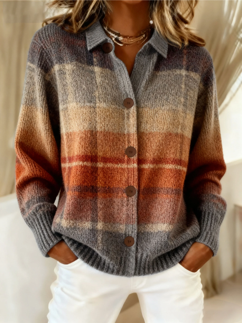 Edwige | Cardigan à carreaux dégradés automnaux