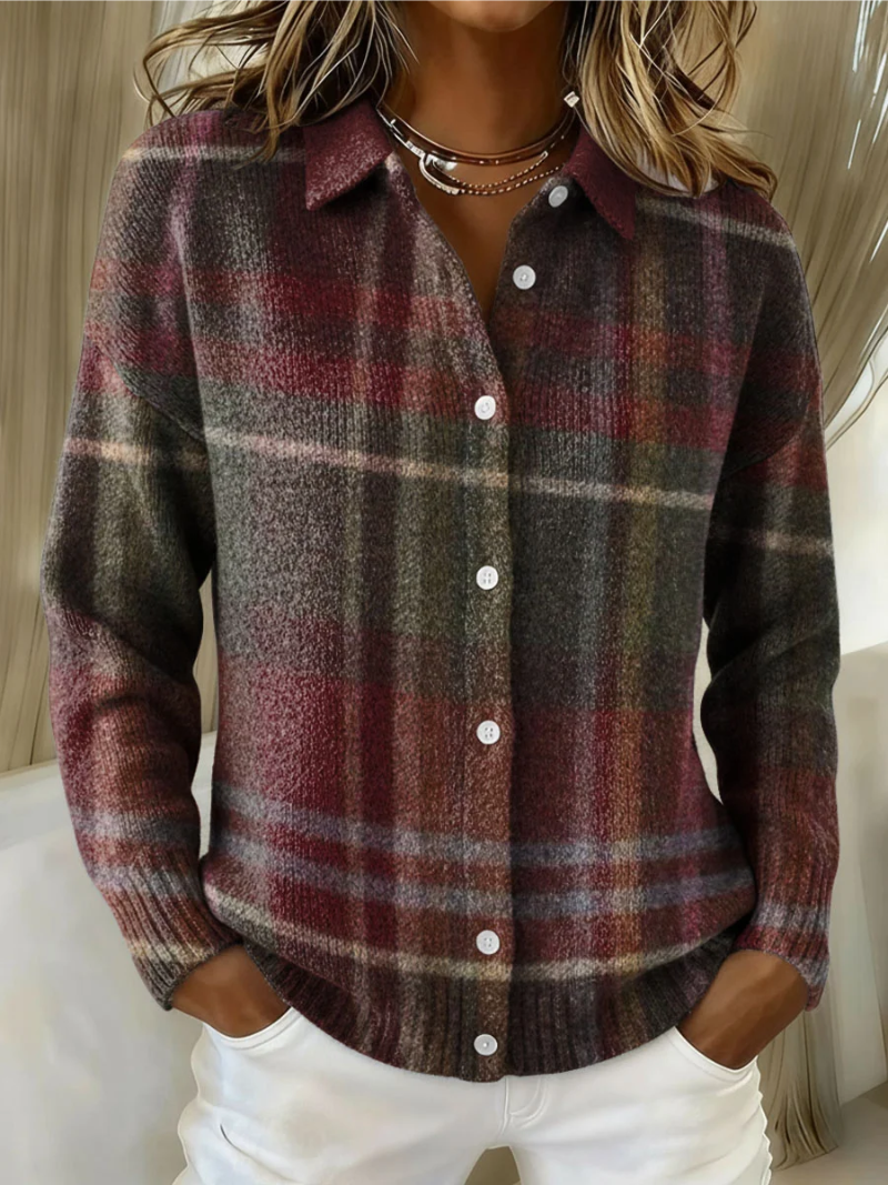 Émeline | Cardigan à carreaux classique