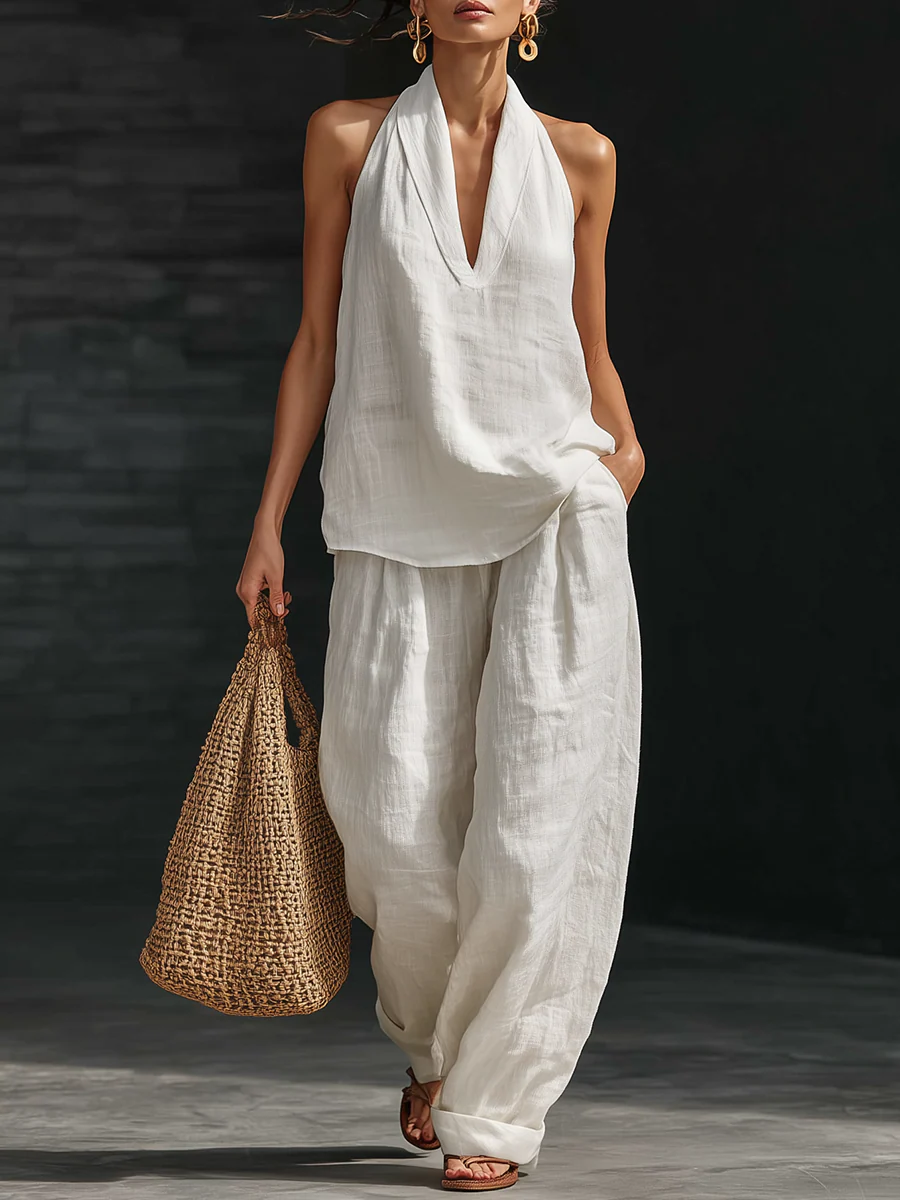 Iris | Ensemble sans manches à pantalon large