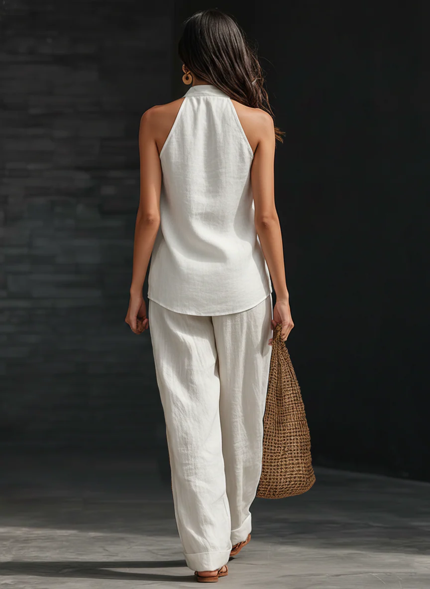 Iris | Ensemble sans manches à pantalon large