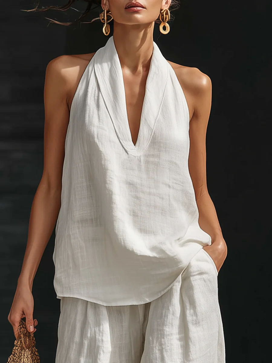 Iris | Ensemble sans manches à pantalon large