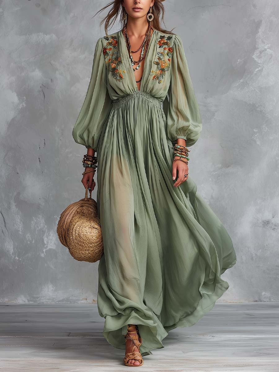 Perrine | Robe longue bohème à imprimé floral
