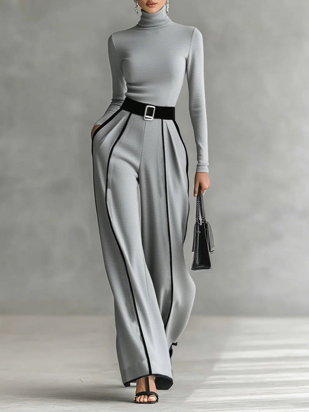Adèle | Ensemble élégant à détails contrastants