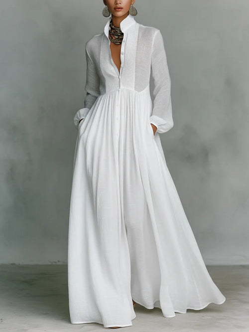 Aliénor | Robe longue minimaliste à col montant