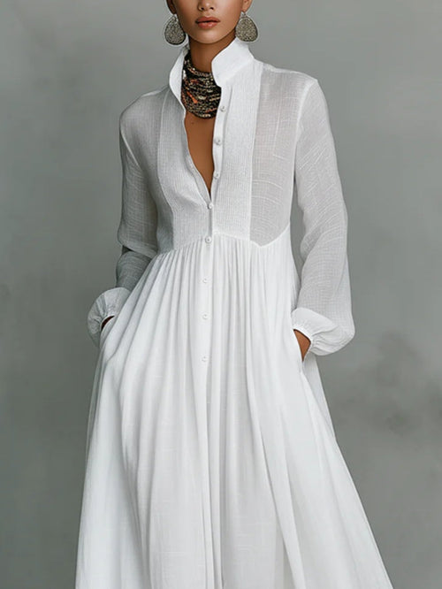 Aliénor | Robe longue minimaliste à col montant