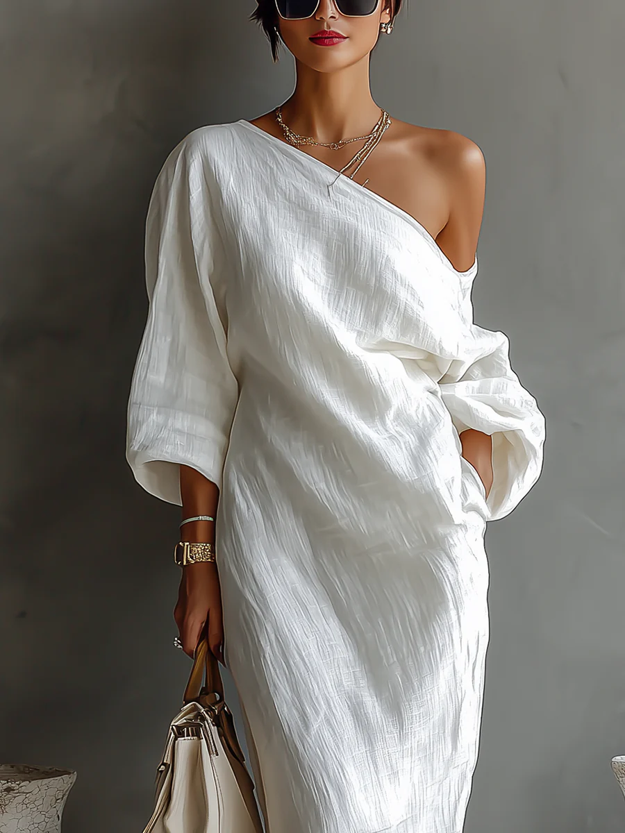 Manon | Robe longue blanche à une seule épaule