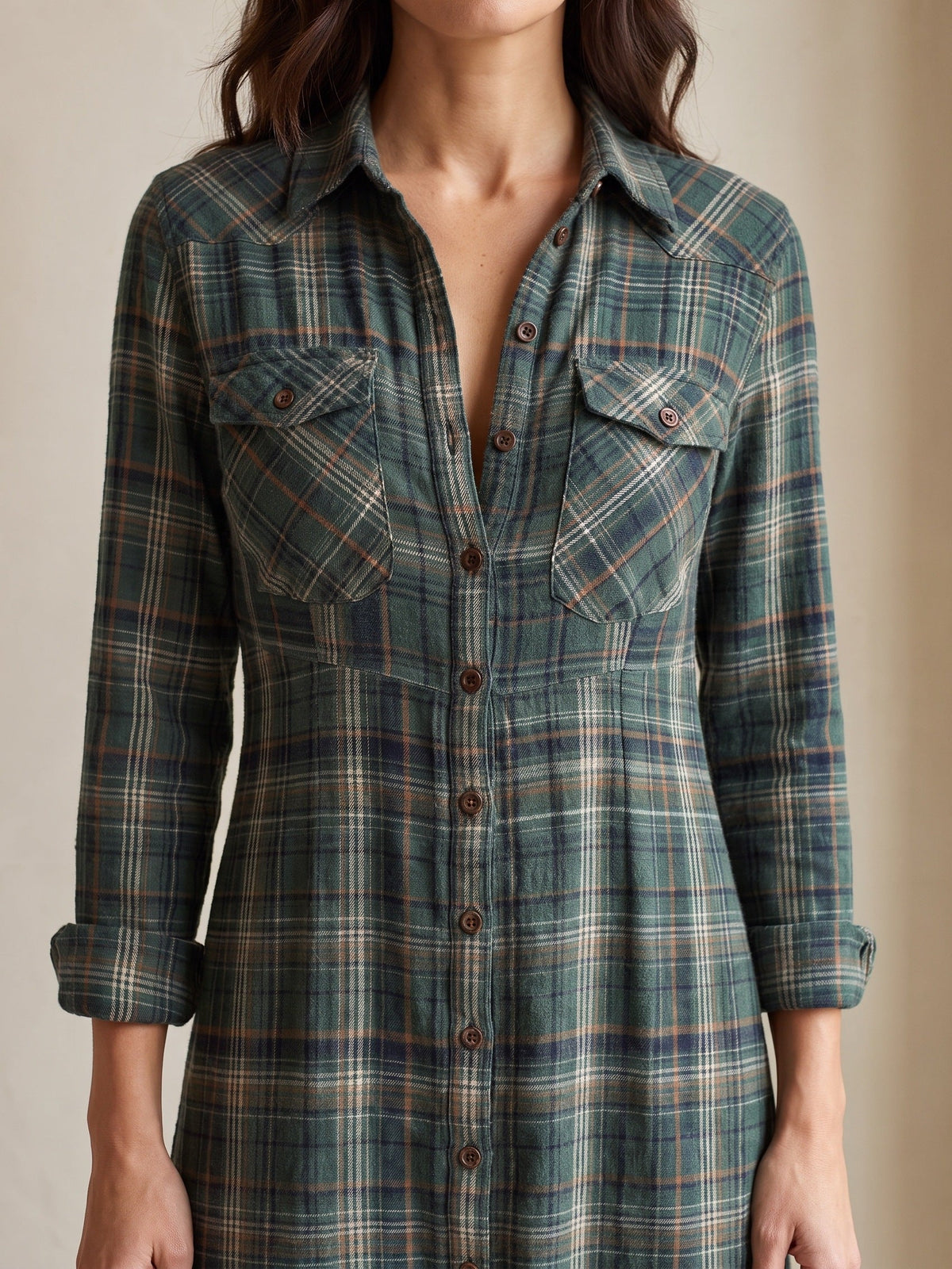 Cécilia | Robe-chemise longue à carreaux