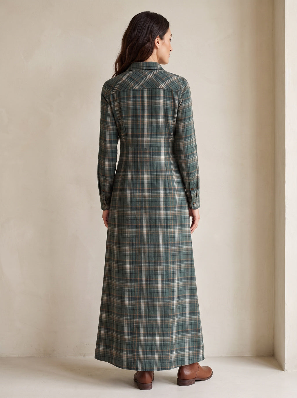 Cécilia | Robe-chemise longue à carreaux