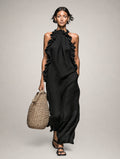 Hélène | Robe longue en lin sans manches à volants