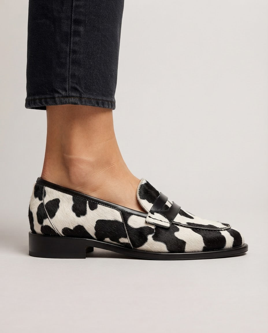 Noémie | Mocassin penny imprimé vache