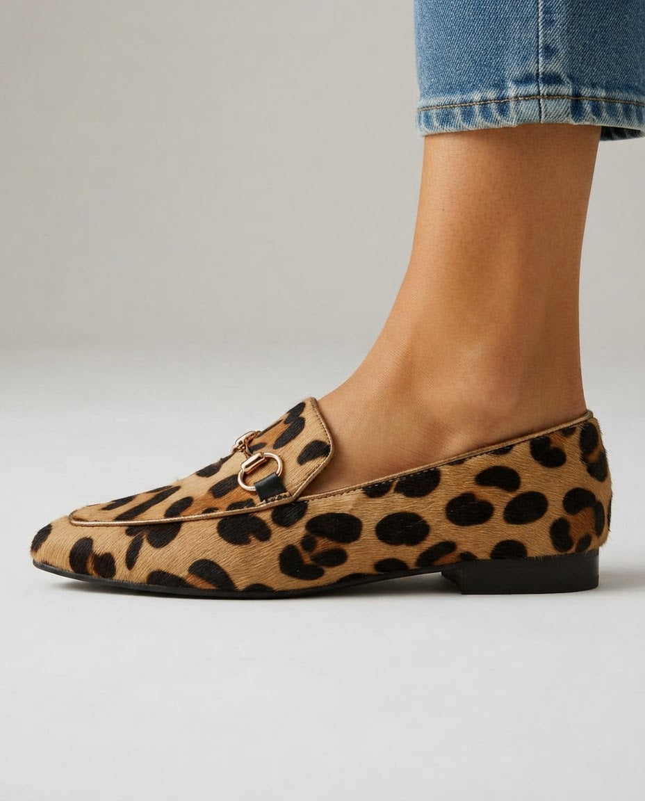 Séraphine | Mocassin léopard à mors doré