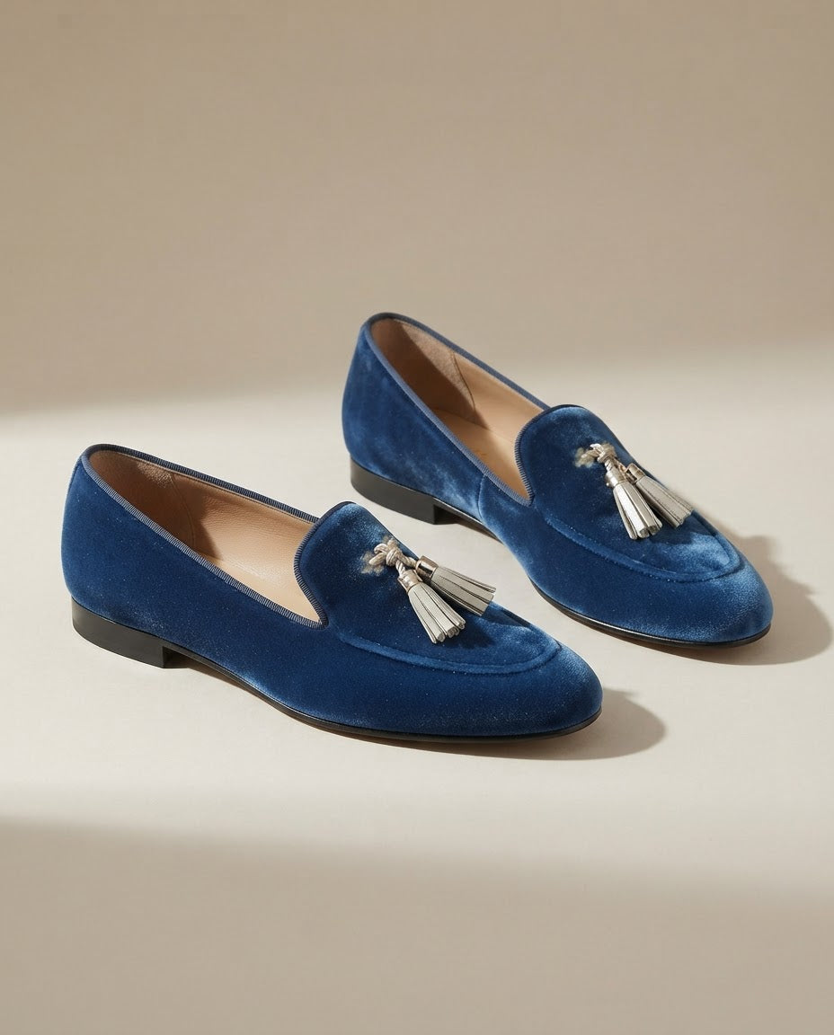 Victoire | Mocassin en velours bleu