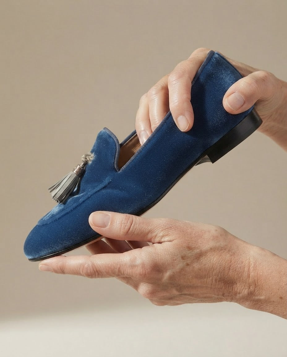 Victoire | Mocassin en velours bleu