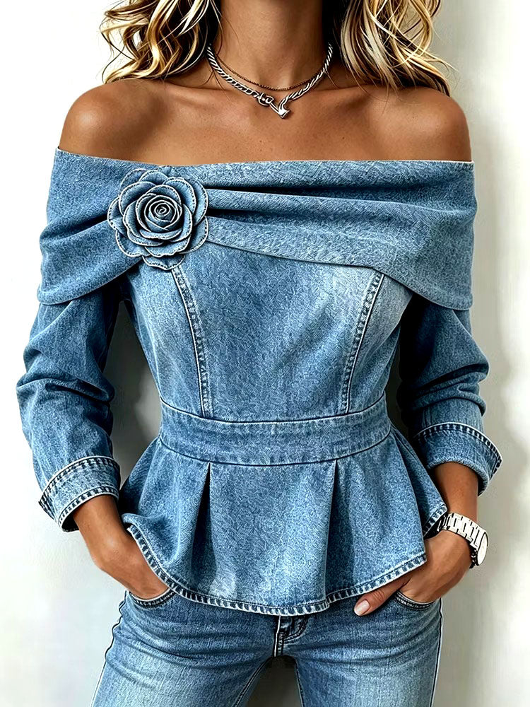 Ermeline | Top en jean à épaules dénudées