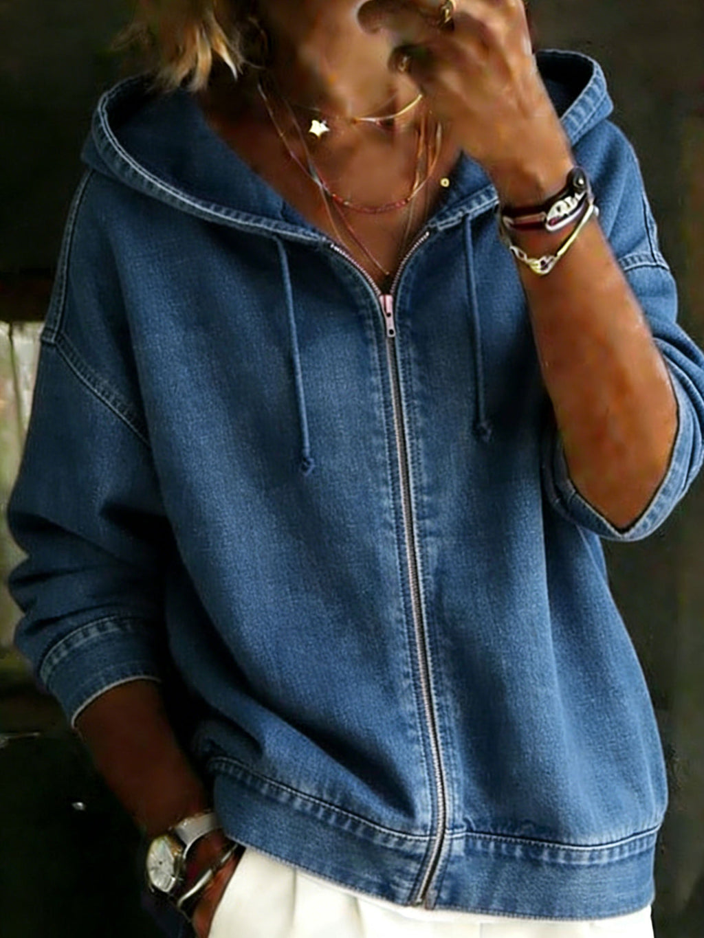 Florentine | Sweat en jean à capuche zippé