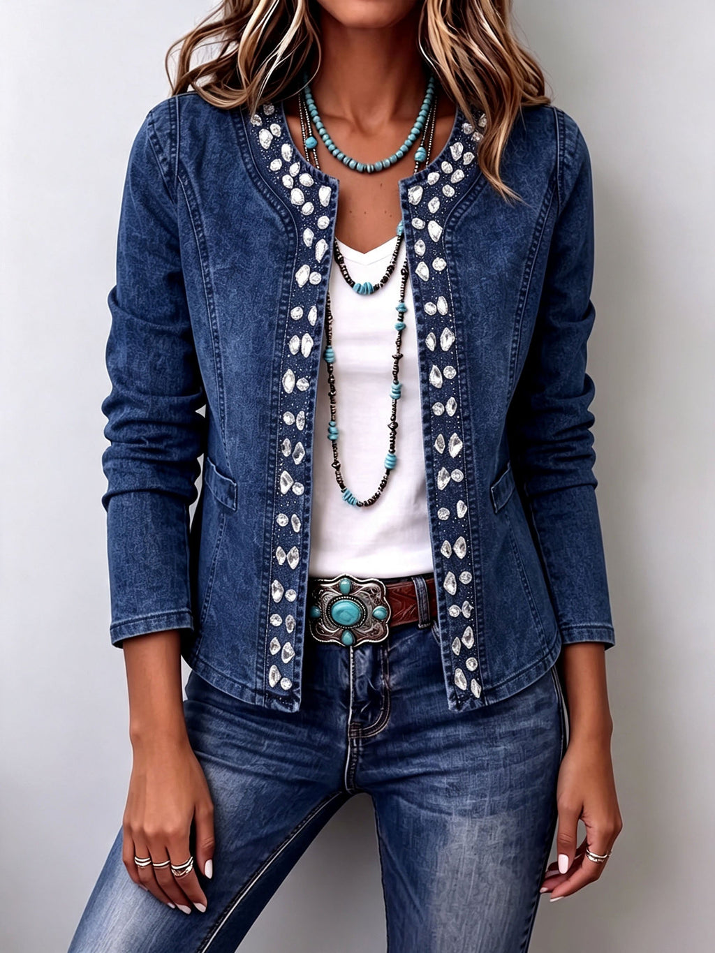 Nérine | Veste en jean à strass