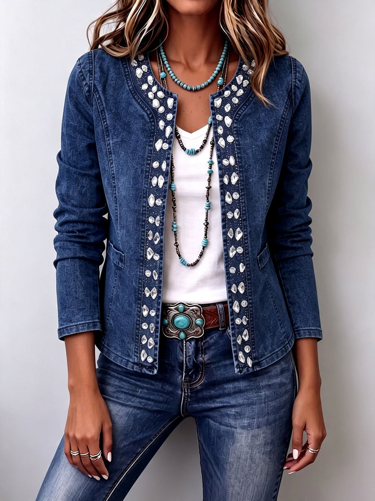 Nérine | Veste en jean à strass