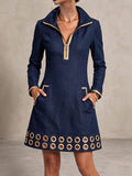 Germaine | Robe en jean à bordures dorées