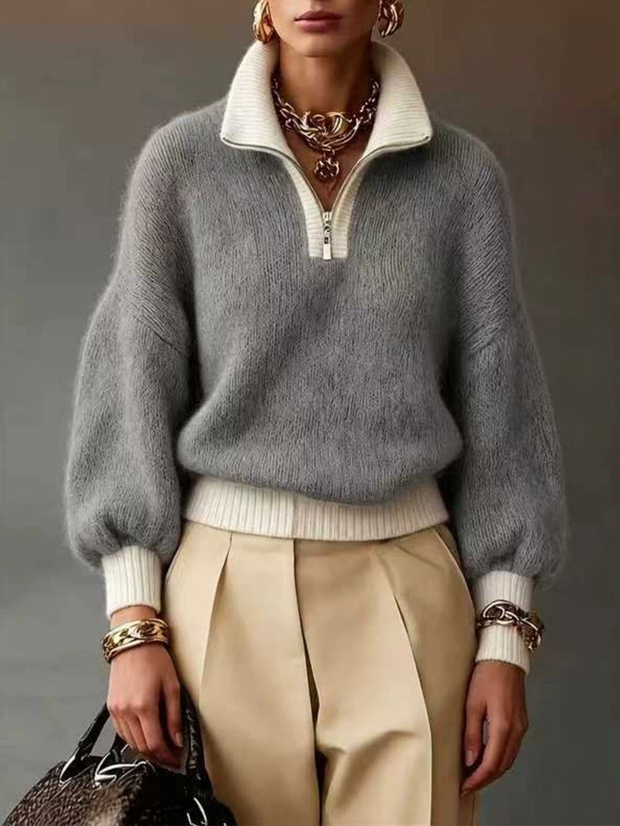 Violaine | Pull lavande à demi-zip