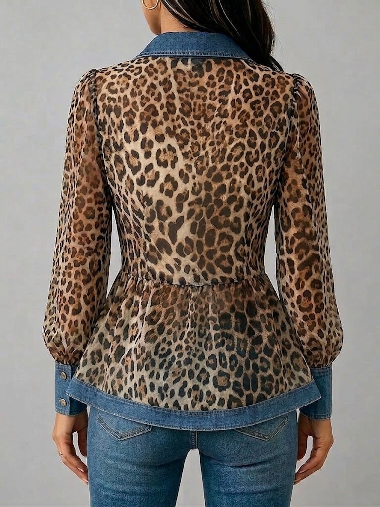 Hortense | Chemise léopard et denim