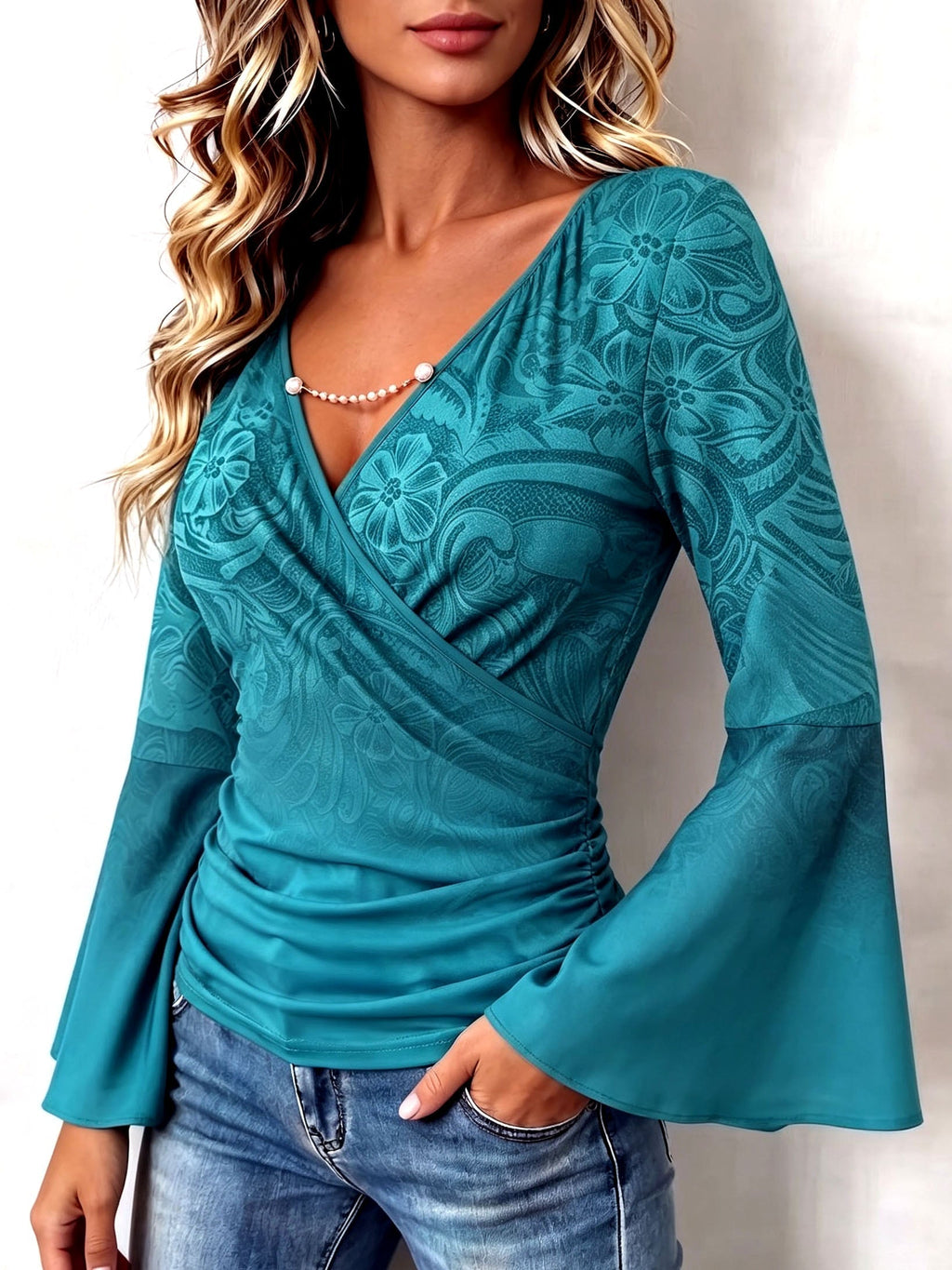 Raphaëlle | Blouse fleurie à perles