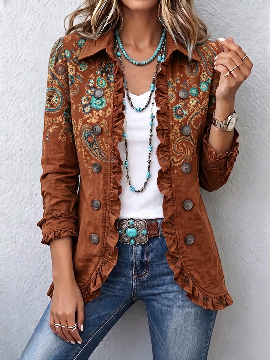 Léontine | Veste paisley à volants
