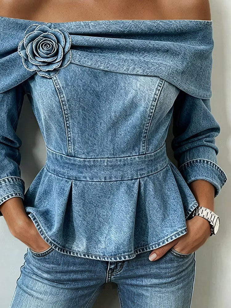 Ermeline | Top en jean à épaules dénudées